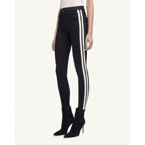 Rag & Bone Mito Black Skinny High Rise White Stripe Denim Jeans Women's Sz 25